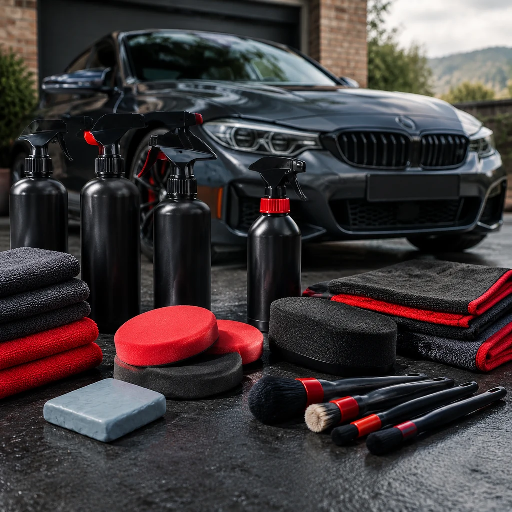 Detailing sprays, clay bar, applicator pads and brushes