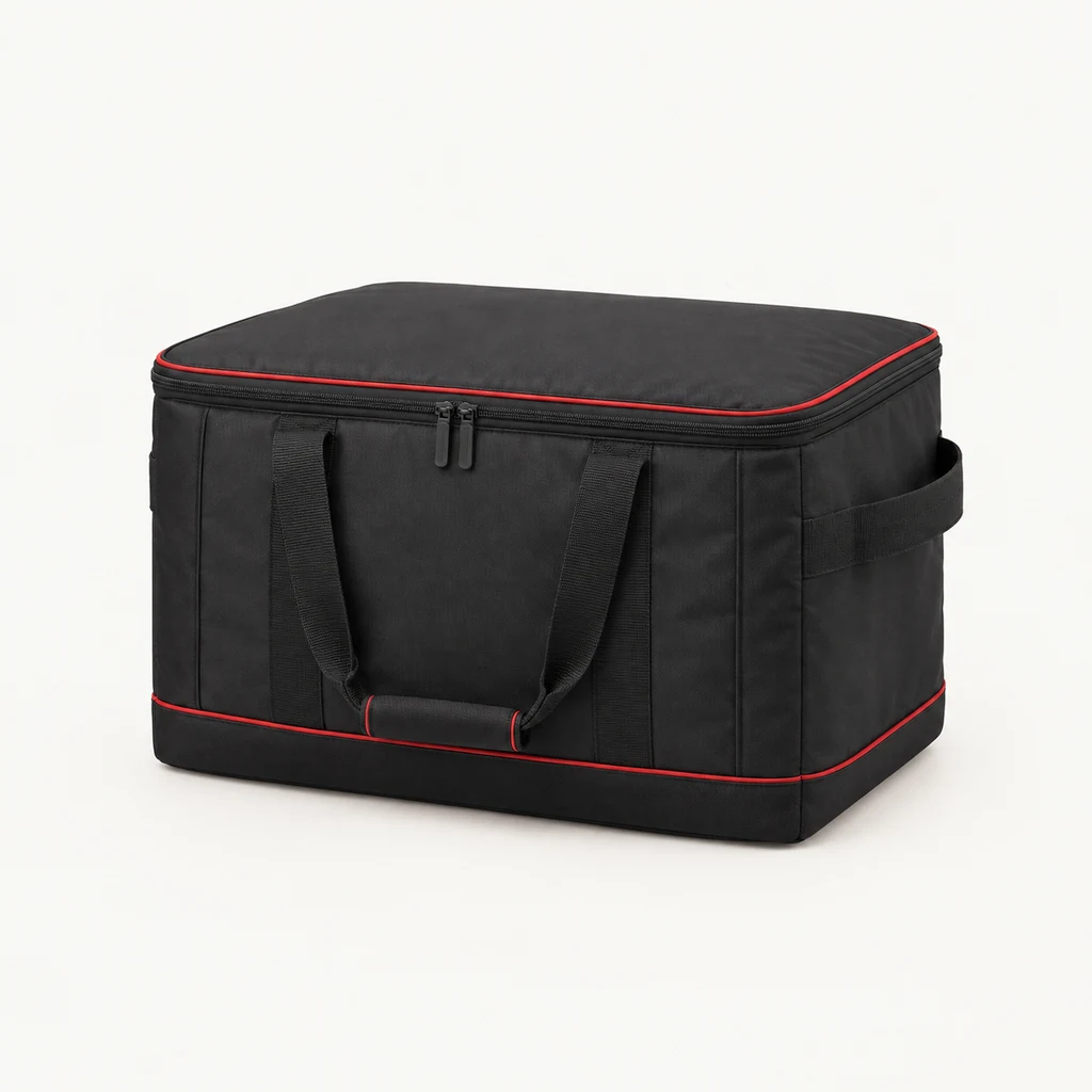 Black padded boot storage bag with zipped lid