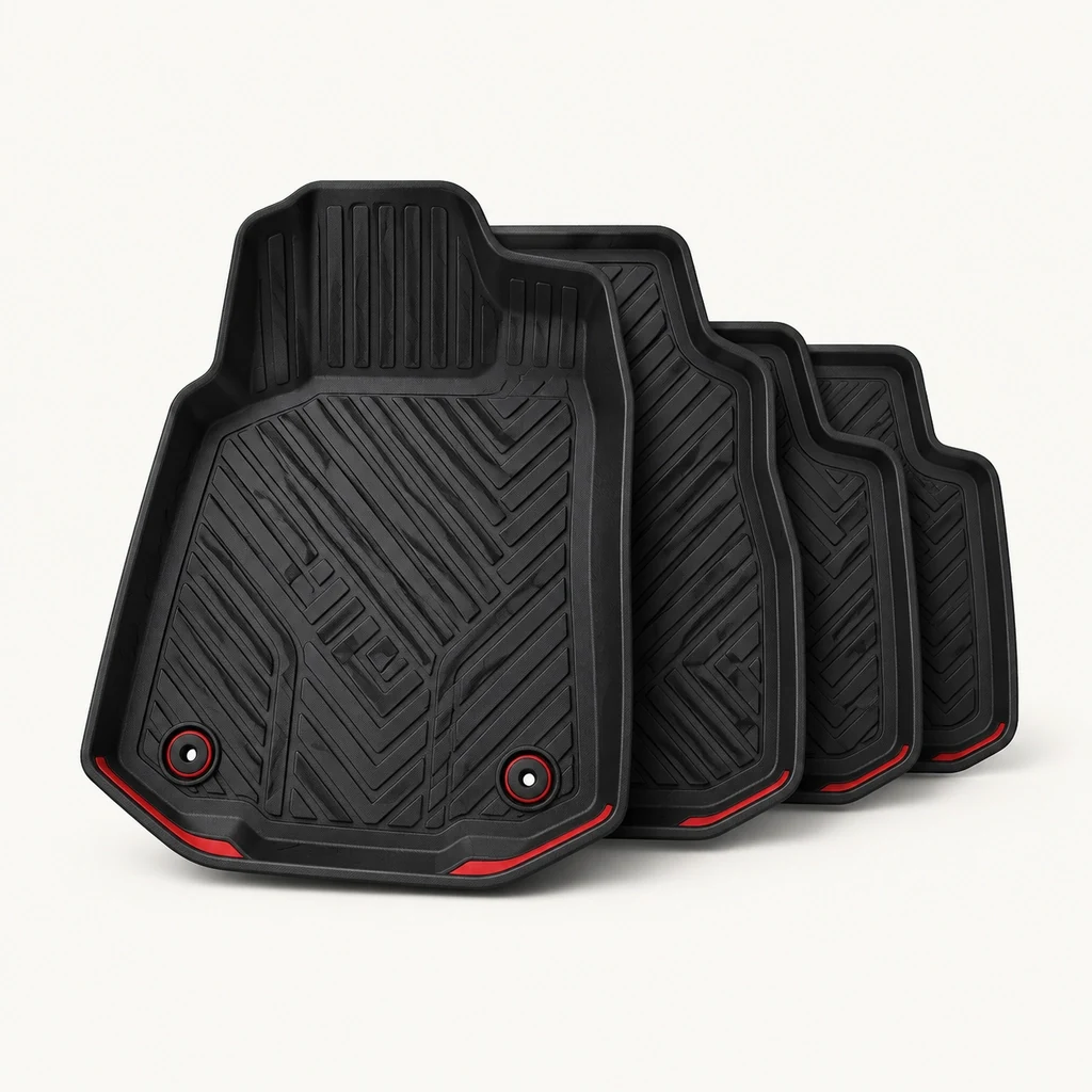 Black rubber floor mats