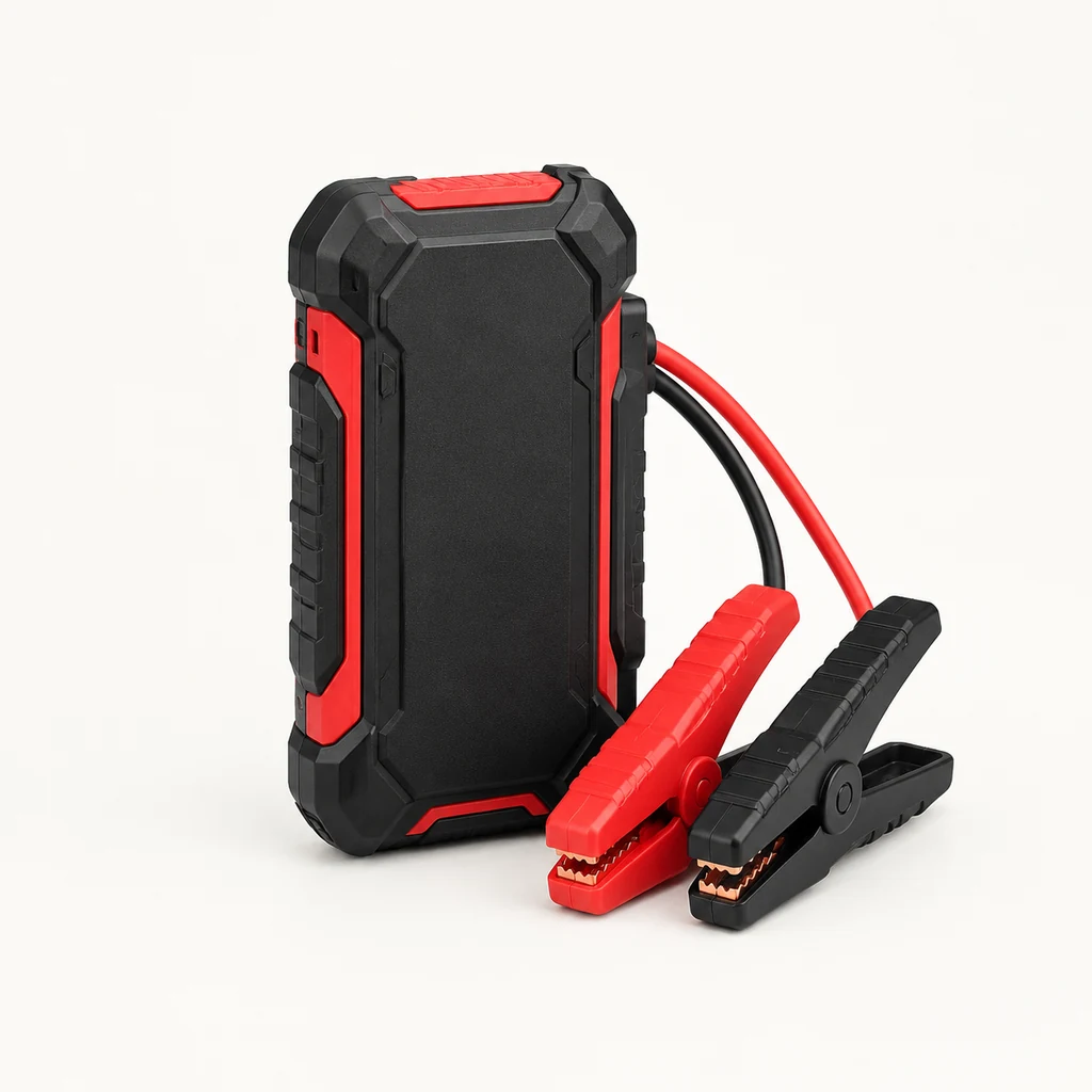 Portable jump starter with clamps